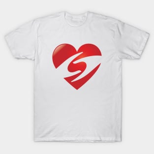 Love and Care Red Heart and Caring Hand Gestures T-Shirt